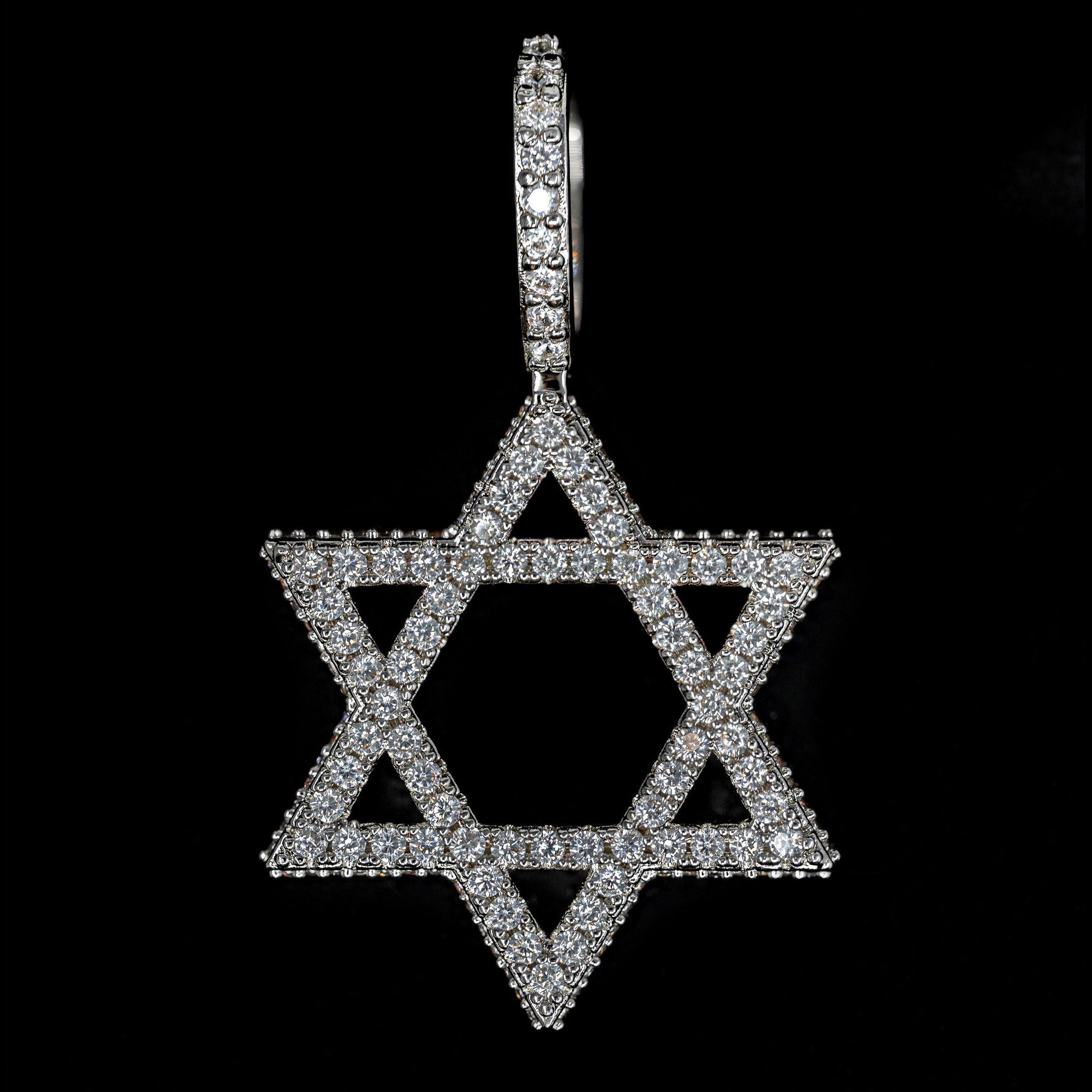 Iced out Star of David pendant in White Gold