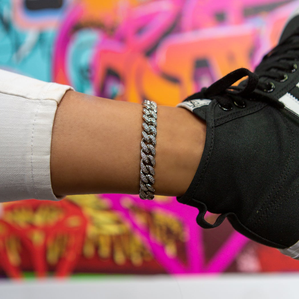12mm Cuban Link Anklet 18K White Gold