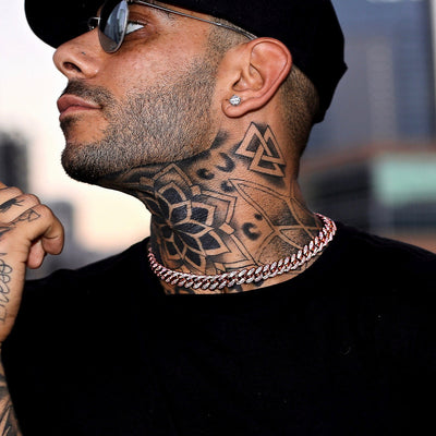 12mm Cuban Link Chain - 18K Rose Gold · male-model