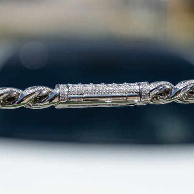 18mm Bugatti Link Choker/ Necklace - 18K White Gold · female-model