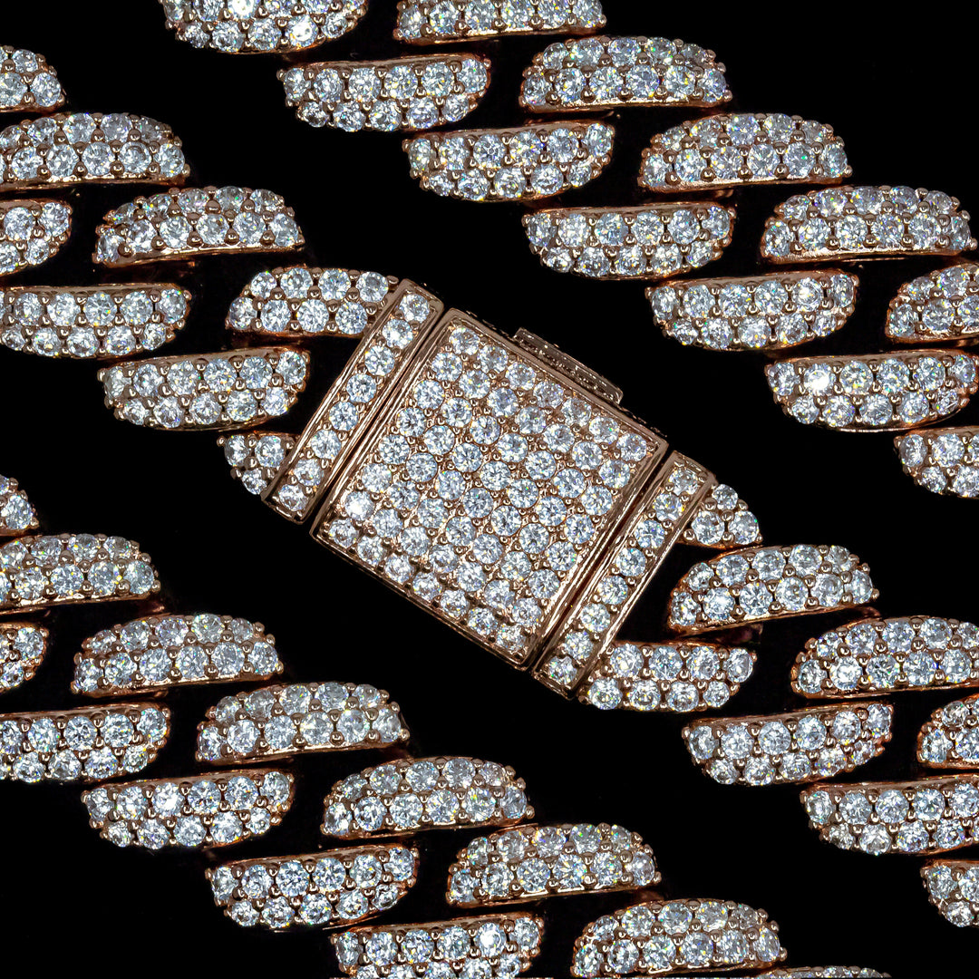 18mm Rose Gold Flower Set Cuban Link Bracelet (view 2 of 3) · female-model
