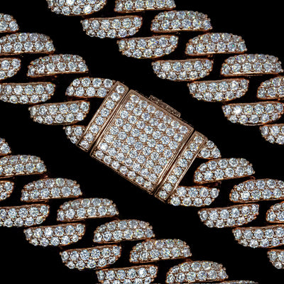 18mm Rose Gold Flower Set Cuban Link Bracelet (view 2 of 3) · female-model