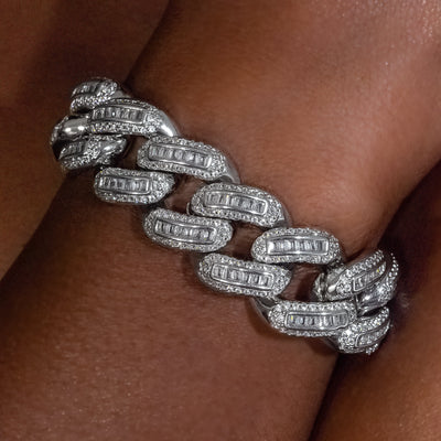 18mm White Gold Bugatti Link Bracelet in 18K White Gold | SKRT® · male-model