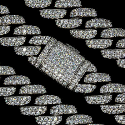 18mm White Gold Flower Set Cuban Link Bracelet (view 2 of 3) · male-model