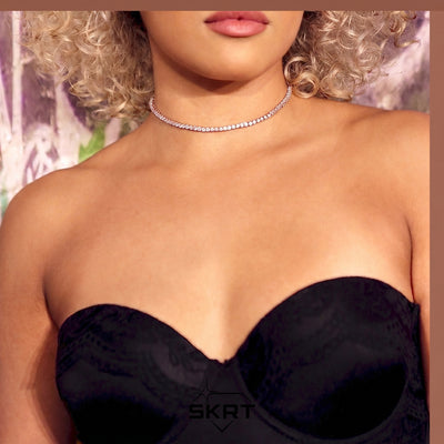 3mm Diamond Tennis Choker/ Necklace in 18K Rose Gold - product image · female-model