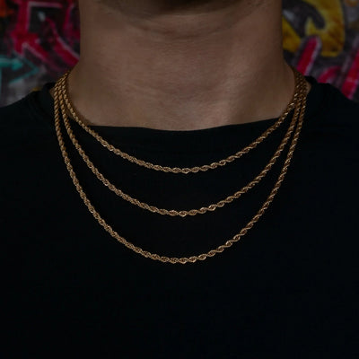 3mm Rope Chain in Rose Gold · male-model