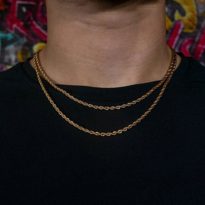 3mm Rope Chain in Rose Gold · male-model