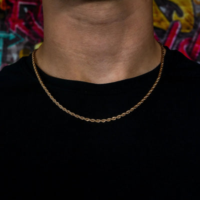 3mm Rope Chain in Rose Gold · male-model