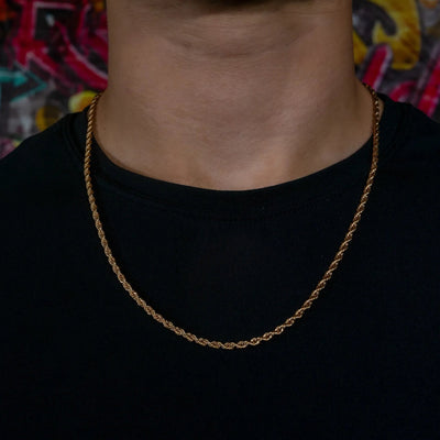 3mm Rope Chain in Rose Gold · male-model