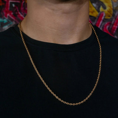 3mm Rope Chain in Rose Gold · male-model