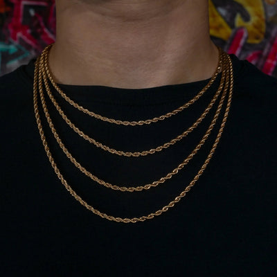 3mm Rope Chain in Rose Gold · male-model