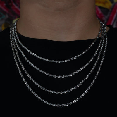 3mm Rope Chain - 18K White Gold · male-model