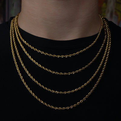 3mm Rope Chain - 18K Yellow Gold · male-model