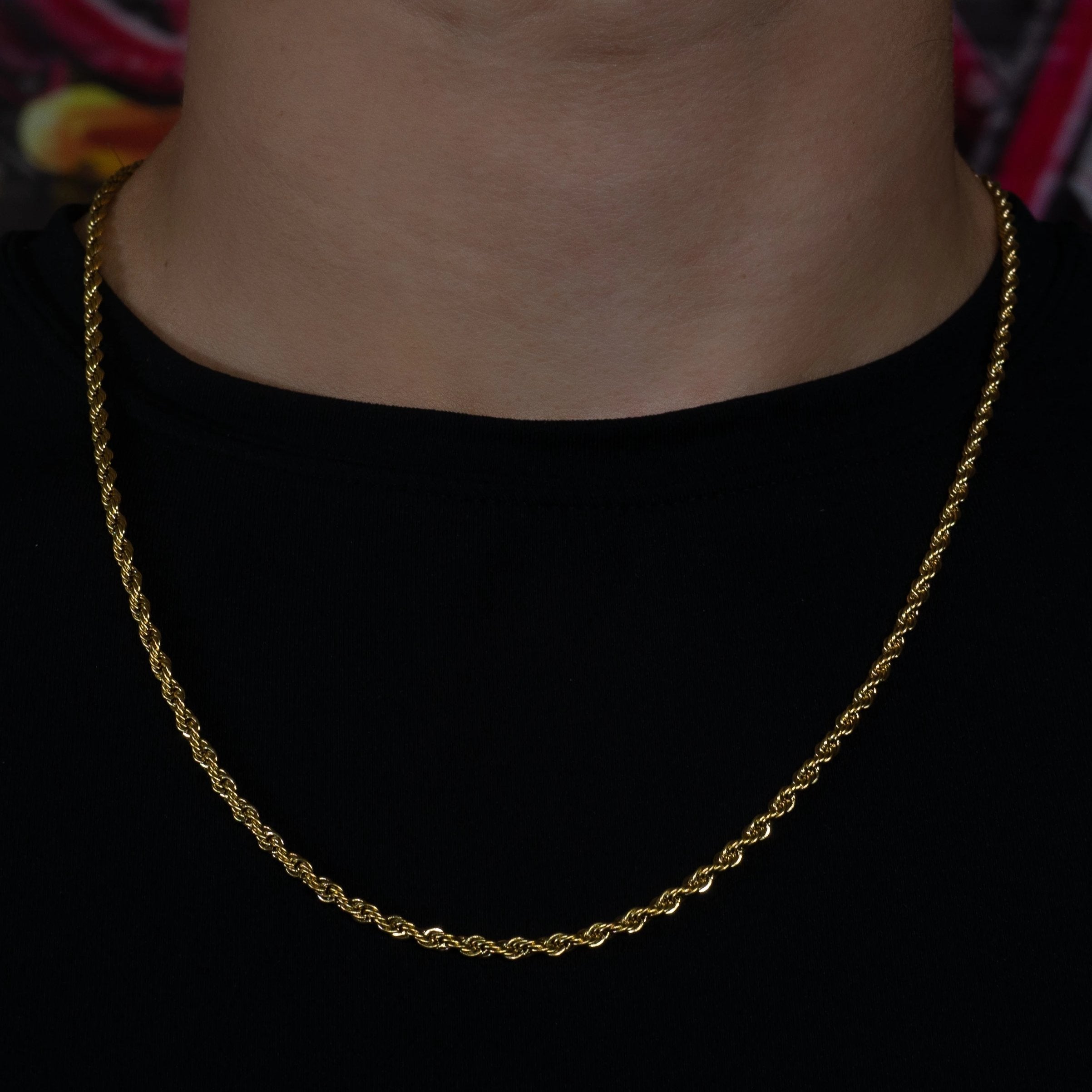 3mm Rope Chain - 18K Yellow Gold · male-model