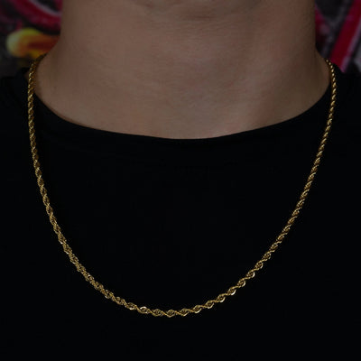 3mm Rope Chain - 18K Yellow Gold · male-model