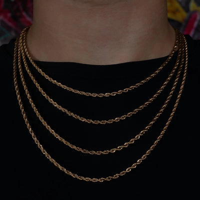 3mm Rope Chain - 18K Yellow Gold · male-model