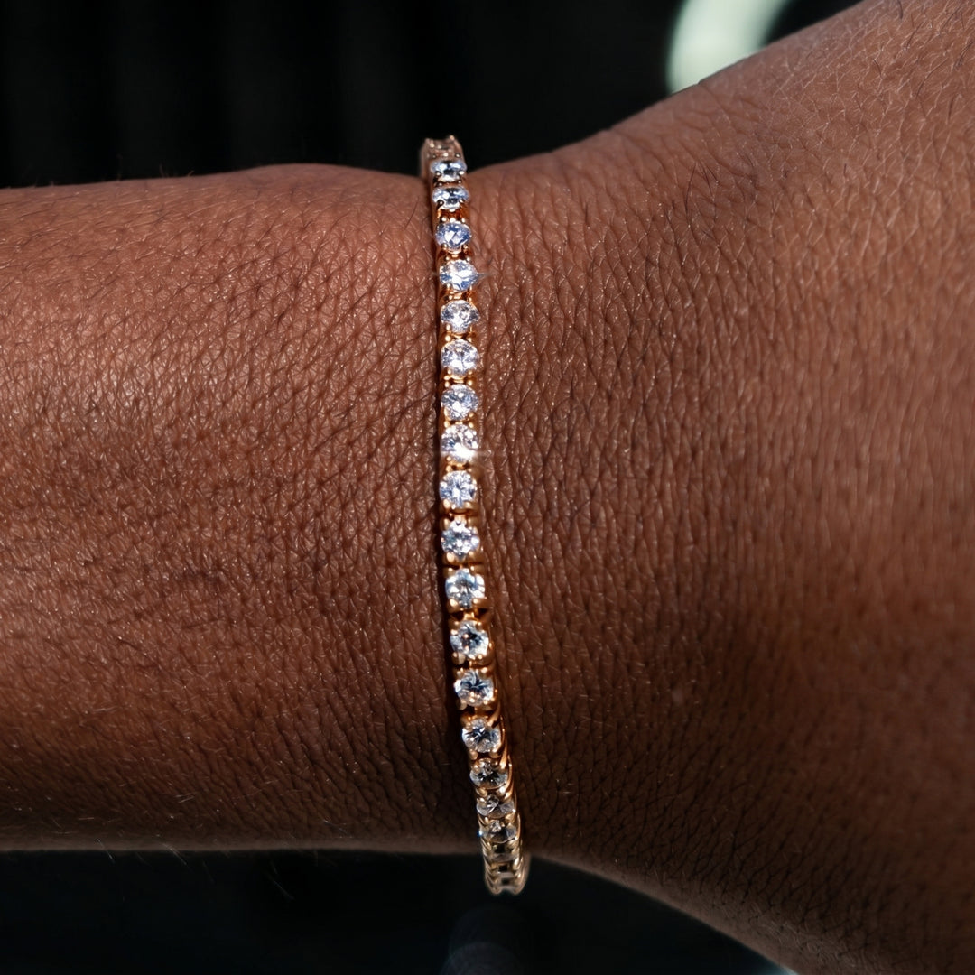 3mm Tennis Bracelet - 18K Rose Gold · male-model