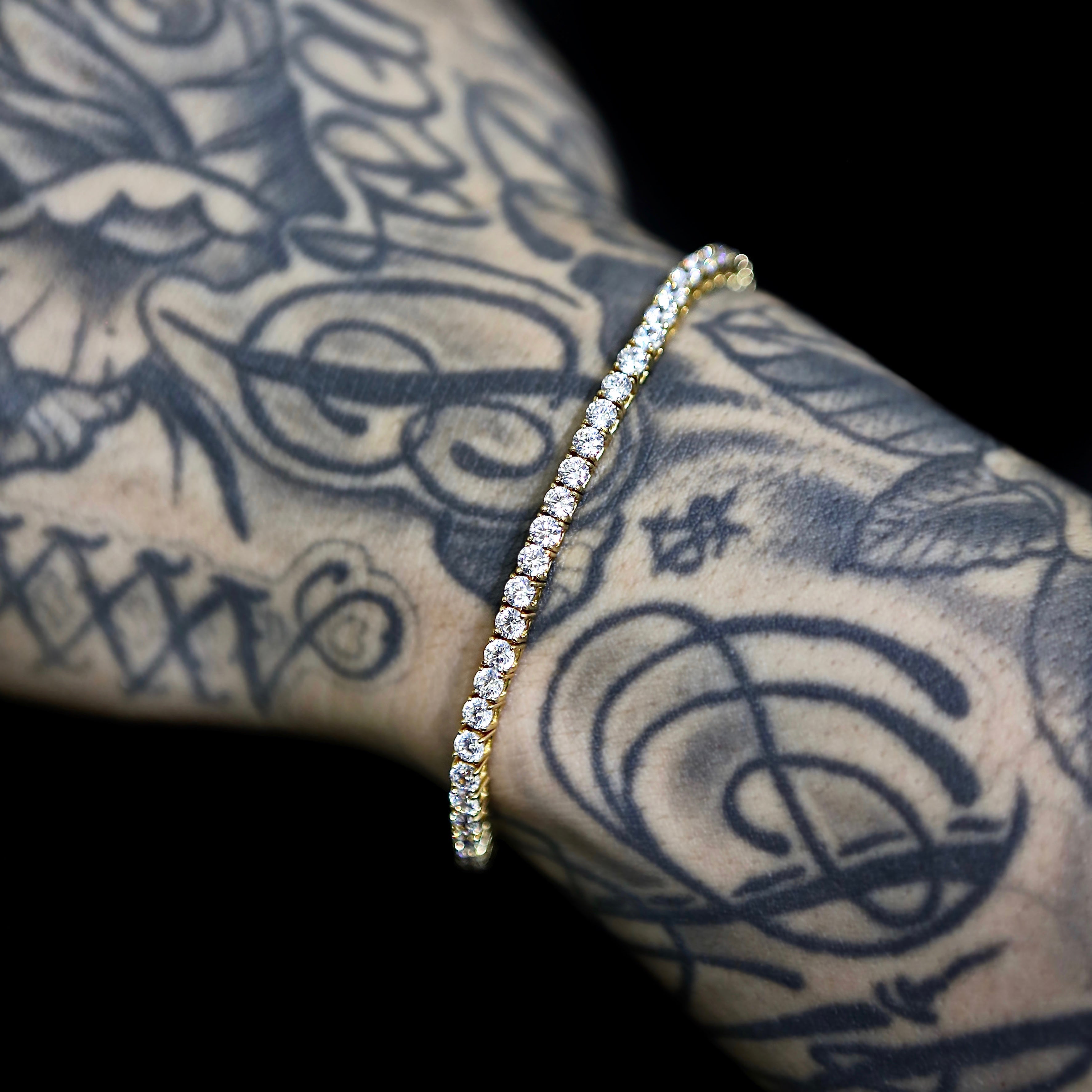 3mm Tennis Bracelet - 18K Yellow Gold · male-model