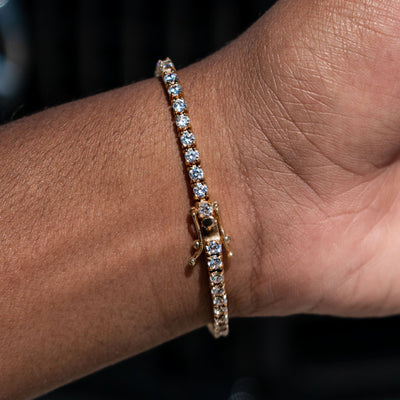 3mm Tennis Bracelet - 18K Yellow Gold · male-model