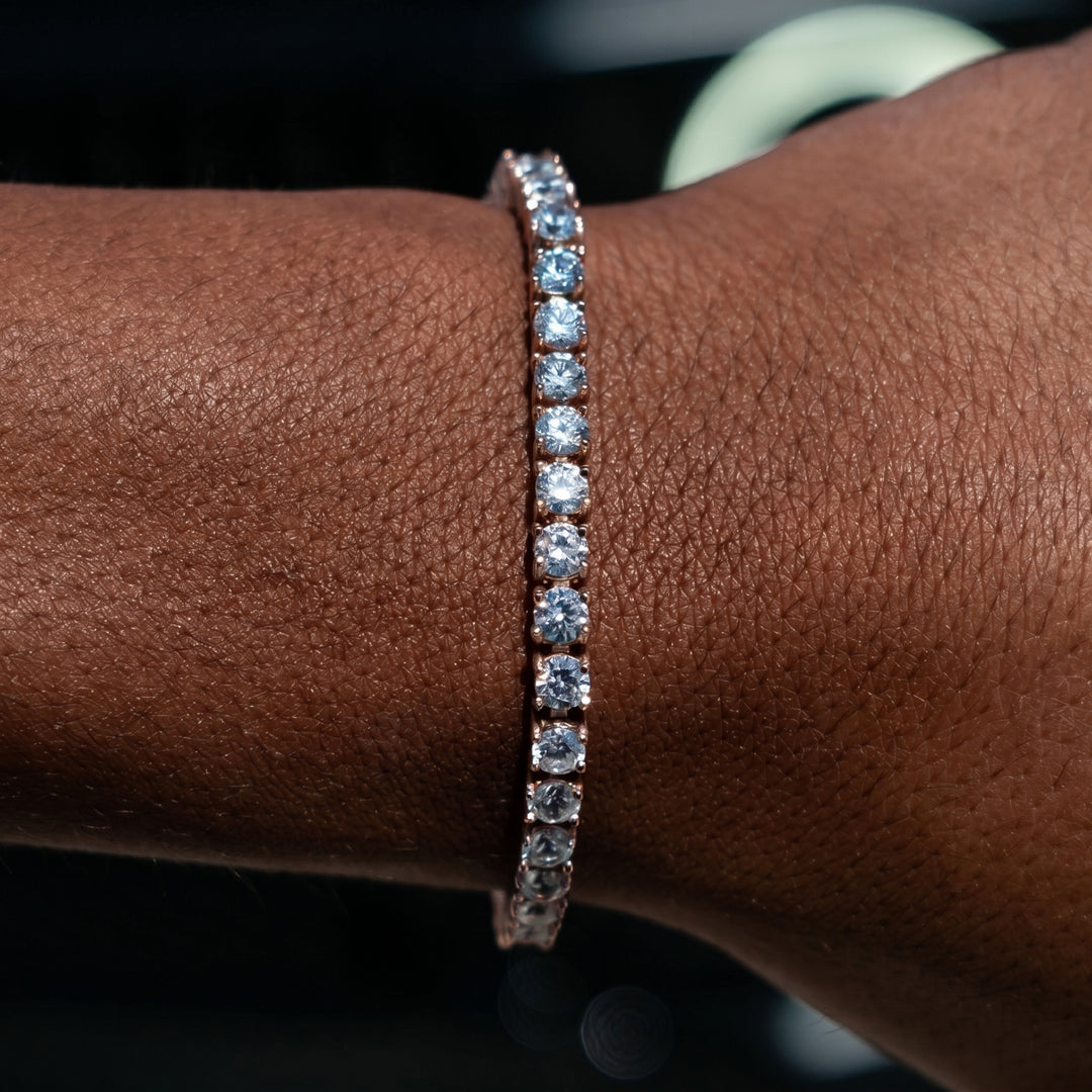 4mm Tennis Bracelet - 18K Rose Gold · male-model