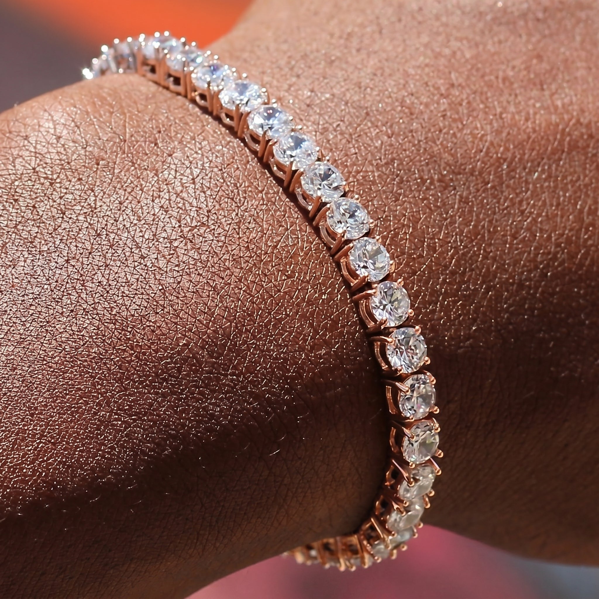 4mm Tennis Bracelet - 18K Rose Gold · male-model