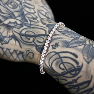4mm Tennis Bracelet - 18K Rose Gold · male-model