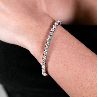4mm Rose Gold Diamond Tennis Bracelet · female-model