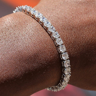 4mm Tennis Bracelet - 18K White Gold · male-model