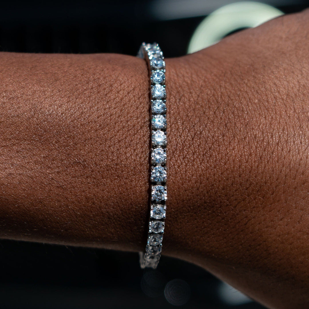 4mm Tennis Bracelet - 18K White Gold · male-model