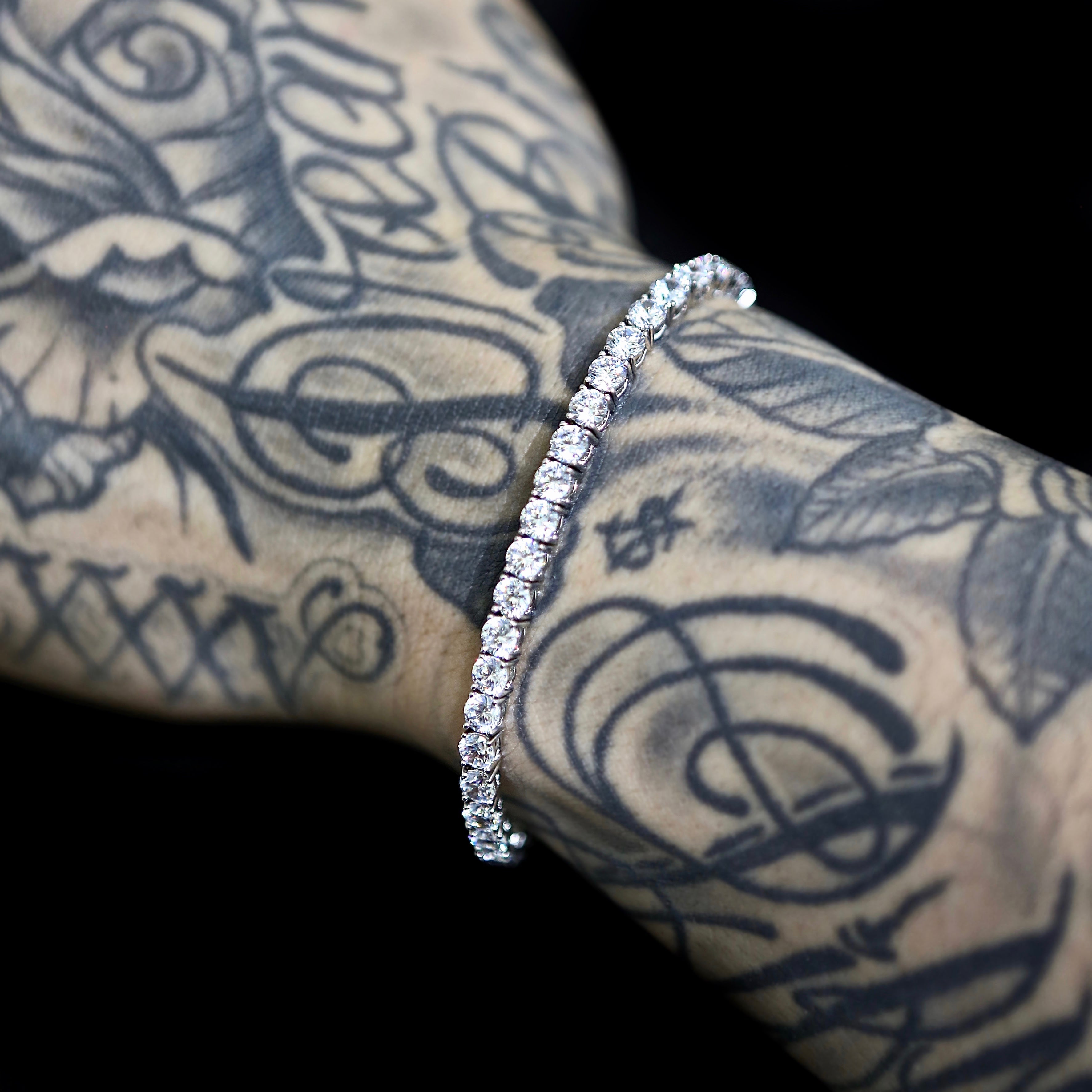 4mm Tennis Bracelet - 18K White Gold · male-model