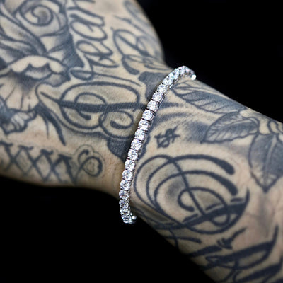 4mm Tennis Bracelet - 18K White Gold · male-model