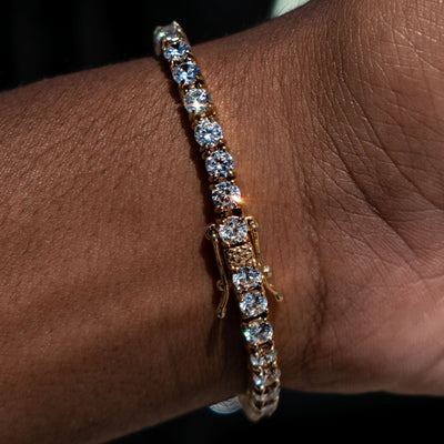 4mm Tennis Bracelet - 18K Yellow Gold · male-model
