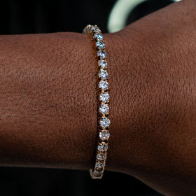 4mm Tennis Bracelet - 18K Yellow Gold · male-model