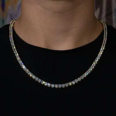 4mm Tennis Chain - 18K Yellow Gold · male-model