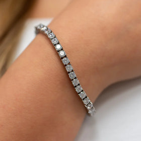 4mm White Gold Diamond Tennis Bracelet · female-model