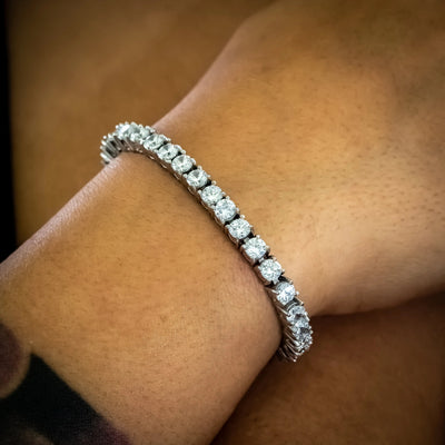 4mm White Gold Diamond Tennis Bracelet · female-model