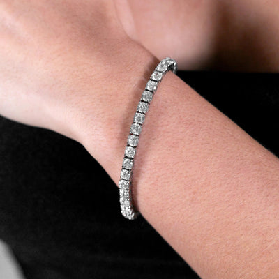4mm White Gold Diamond Tennis Bracelet · female-model