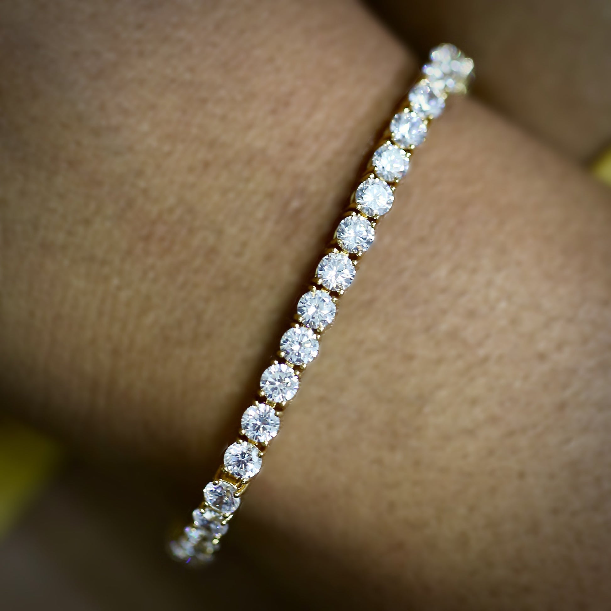 4mm Yellow Gold Diamond Tennis Bracelet
