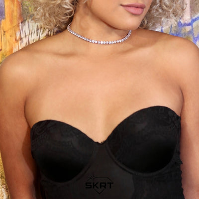 5mm Diamond Tennis Choker/ Necklace - 18K Rose Gold · female-model