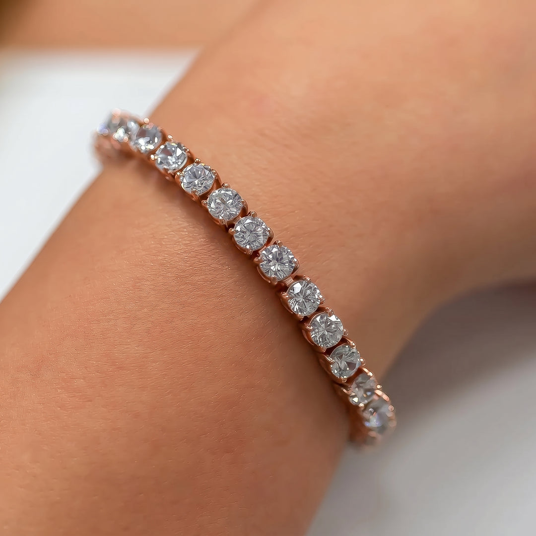 5mm Rose Gold Diamond Tennis Bracelet · female-model