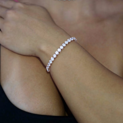 5mm Rose Gold Diamond Tennis Bracelet (view 3 of 3) · female-model