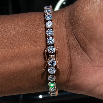 5mm Tennis Bracelet - 18K Rose Gold · male-model