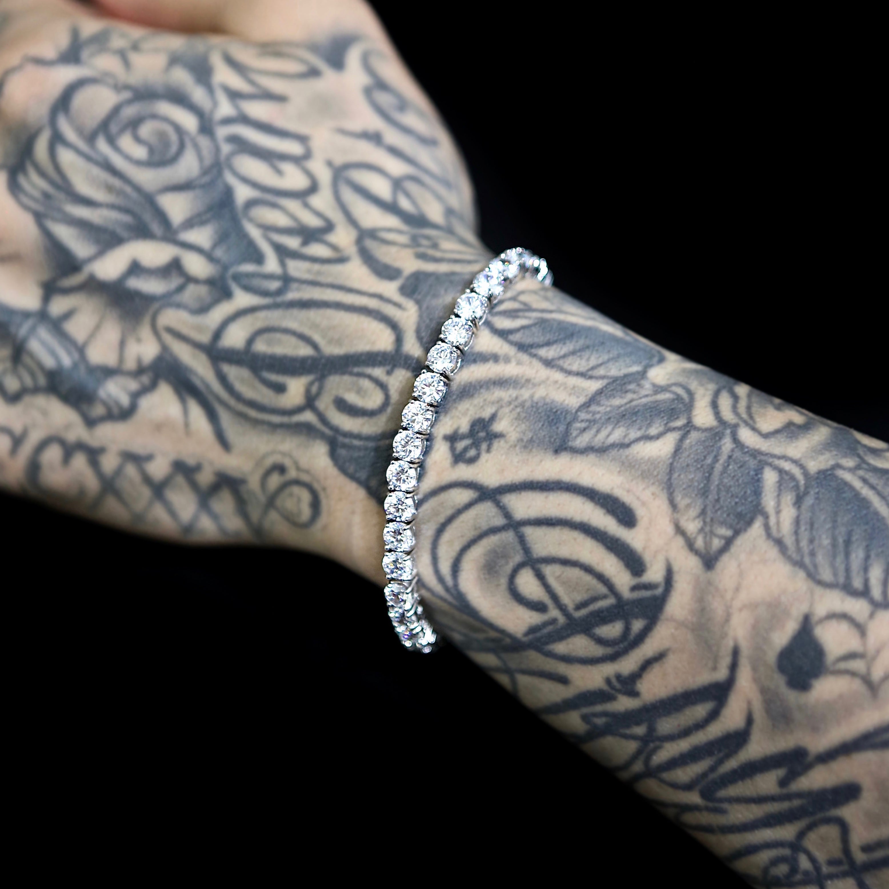 5mm Tennis Bracelet - 18K White Gold · male-model