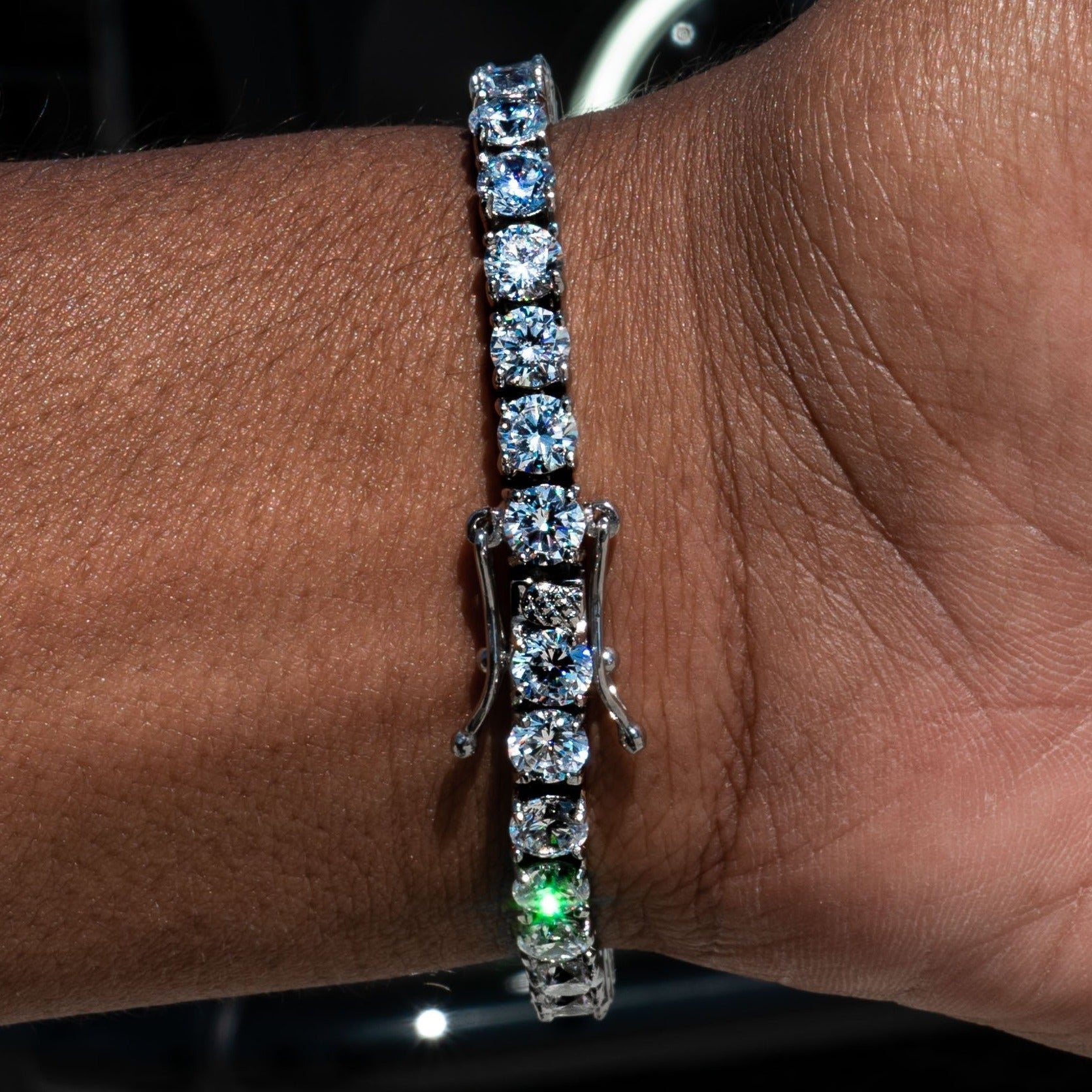 5mm Tennis Bracelet - 18K White Gold · male-model