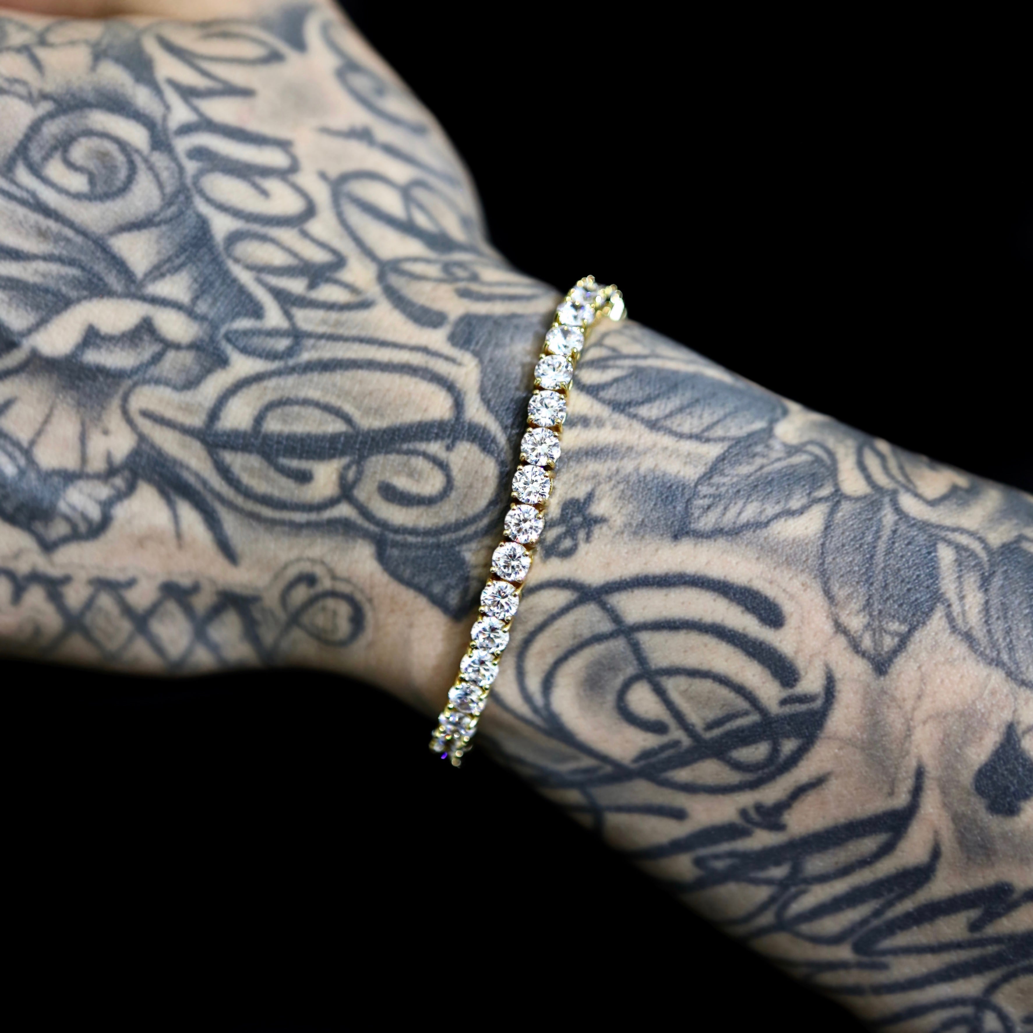 5mm Tennis Bracelet - 18K Yellow Gold · male-model