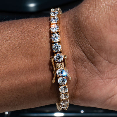 5mm Tennis Bracelet - 18K Yellow Gold · male-model