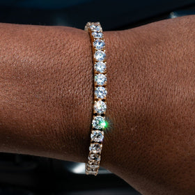5mm Tennis Bracelet - 18K Yellow Gold · male-model