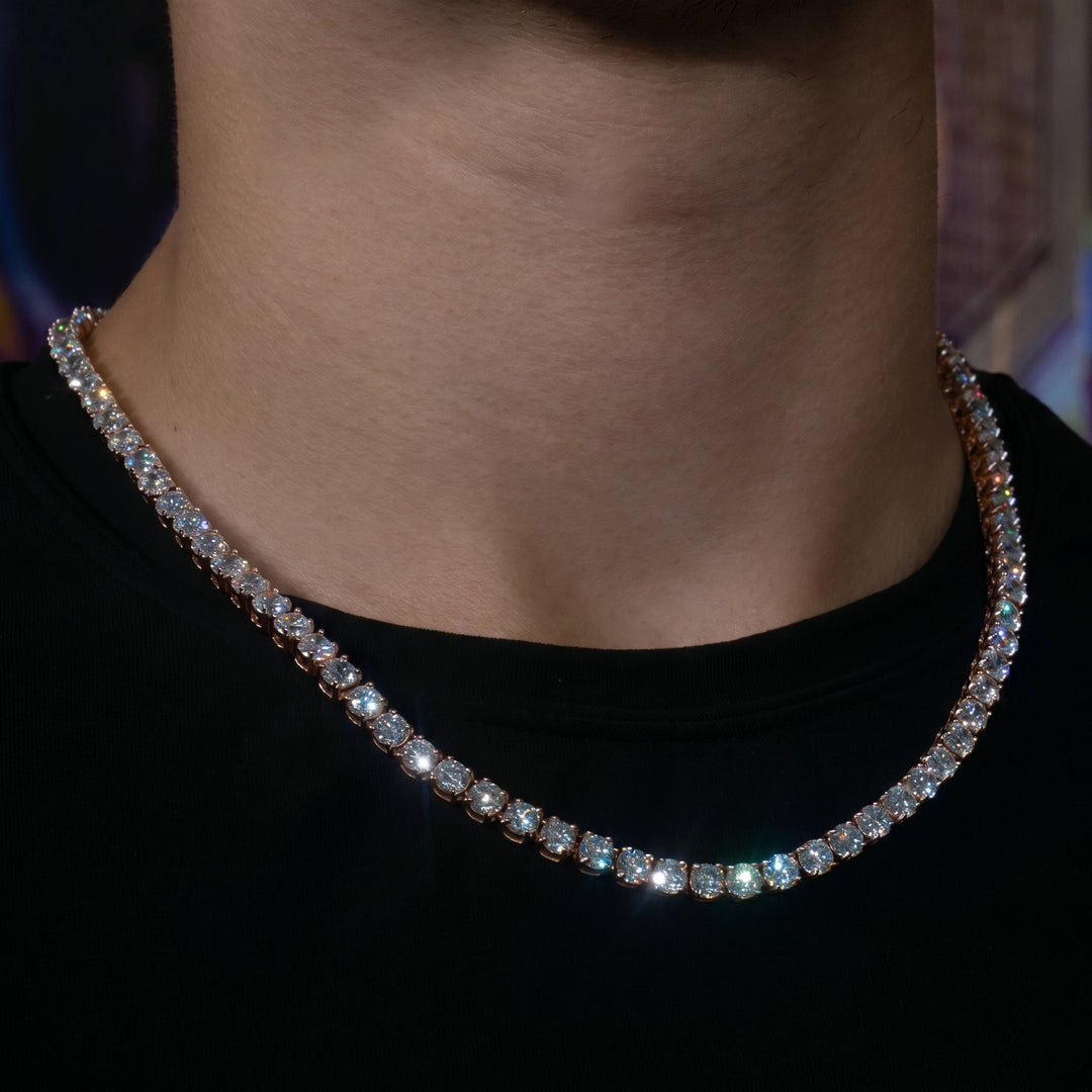5mm Tennis Chain - 18K Rose Gold · male-model