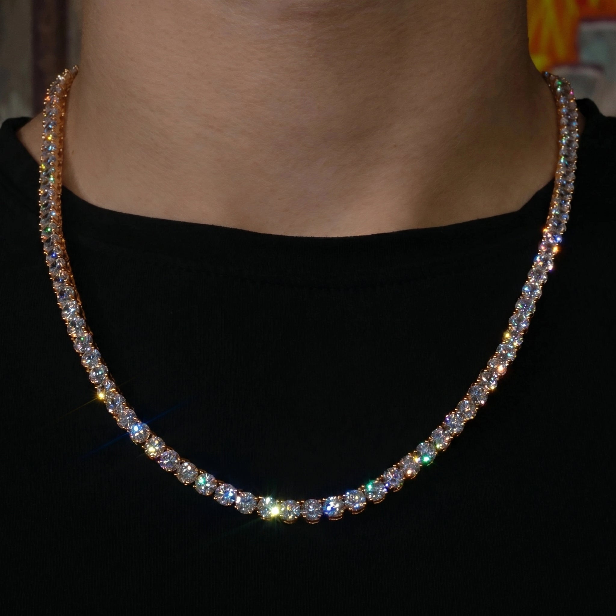 5mm Tennis Chain - 18K Rose Gold · male-model