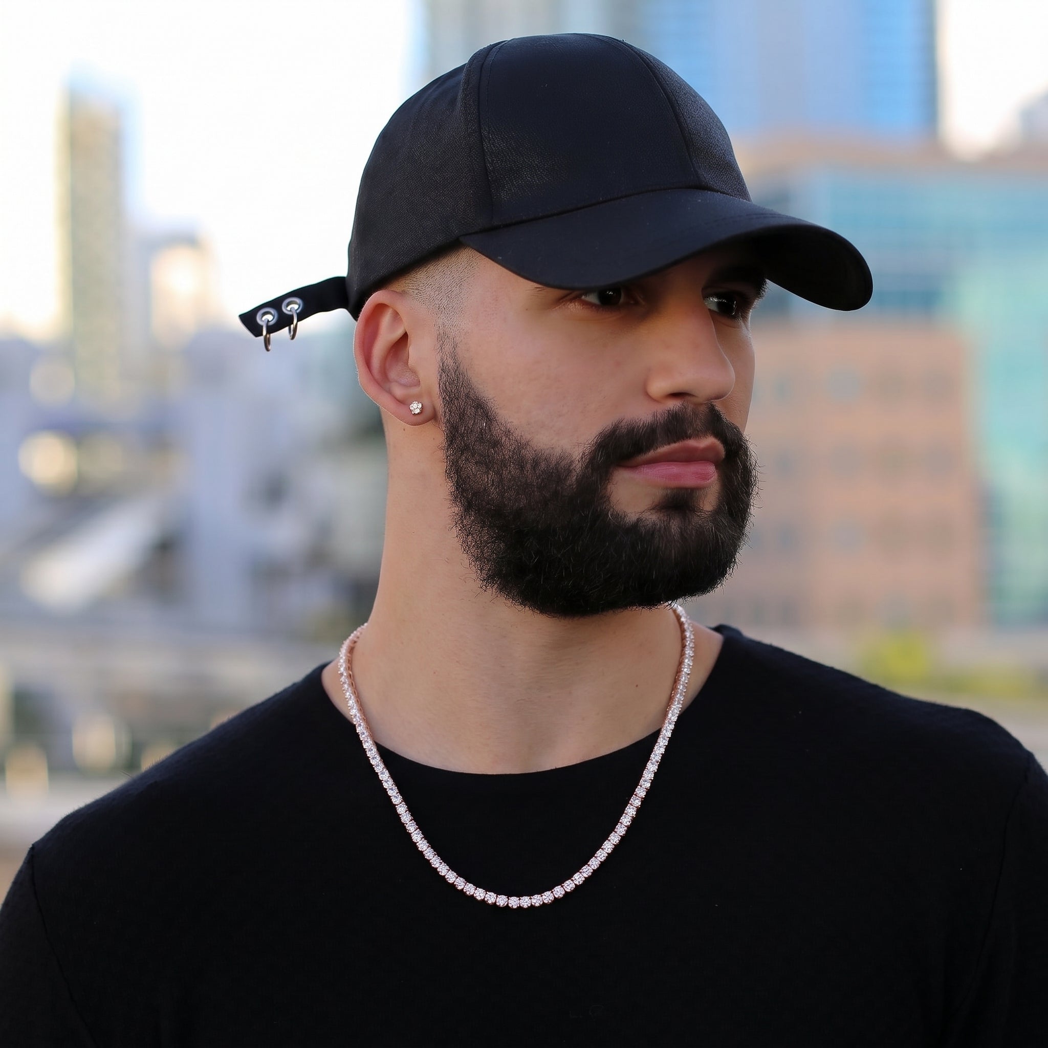 5mm Tennis Chain - 18K Rose Gold · male-model